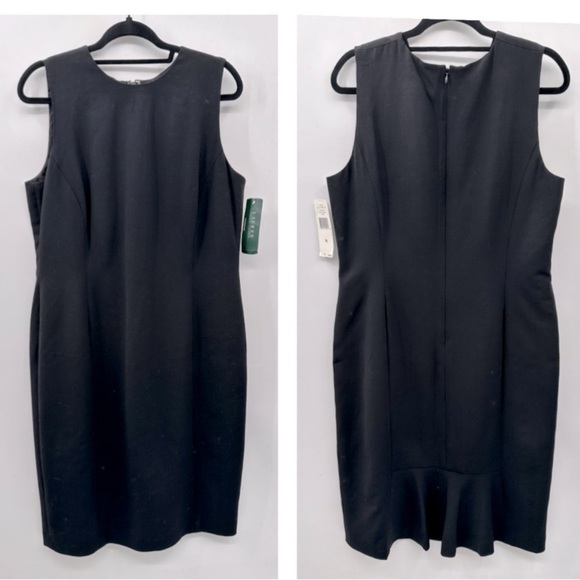 Lauren Ralph Lauren Dresses & Skirts - New 16 RALPH LAUREN BLACK A-Line midi structured ruffle tail wool ship dress LBD